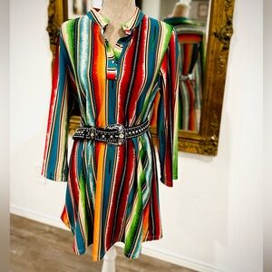 Southwestern Tunic Dress Top Flowy Rodeo Southwestern Aztec Cowgirl Sz Large